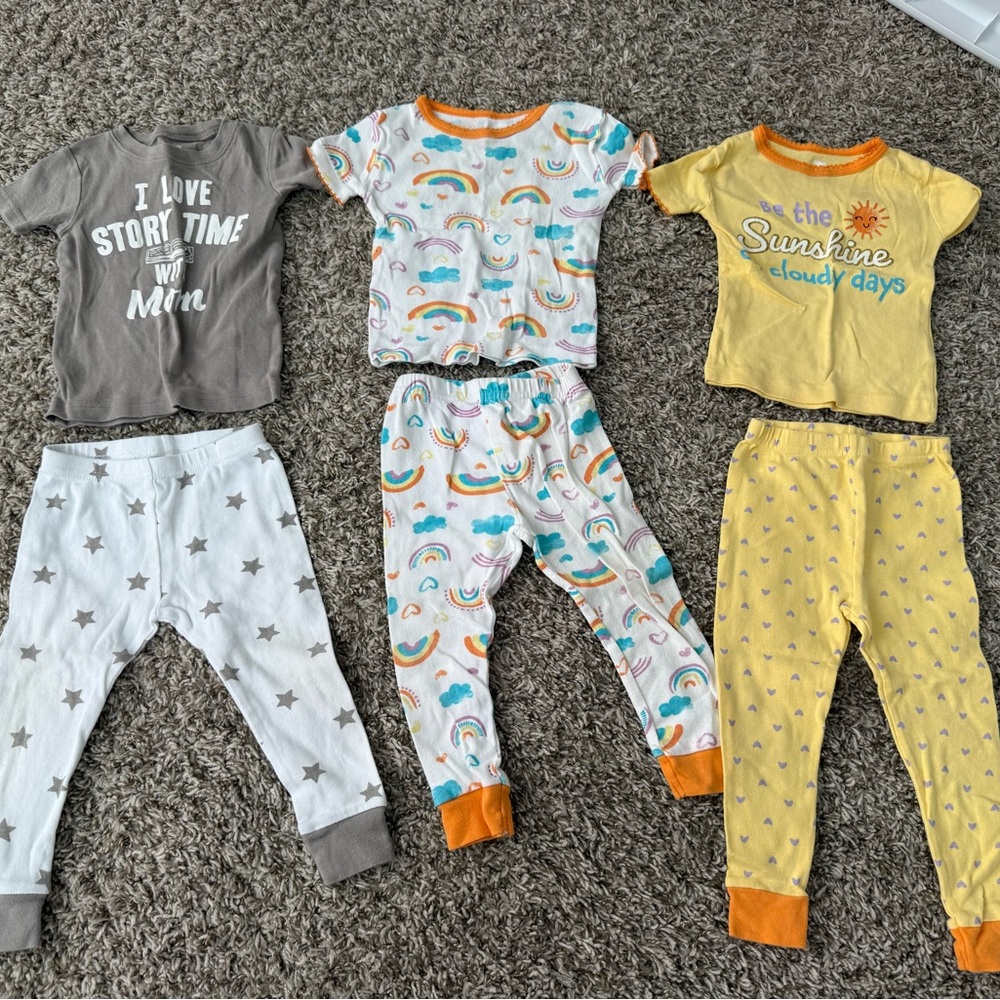 18 month Gray, White, and Yellow Pajama Set